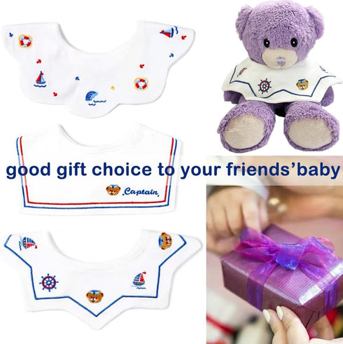 Sailor Baby Bibs 3 Pack 360° Rotate Pure Cotton Newborn Muslin Bibs For Teething And Drooling,Unisex Baby Bibs For Toddler,Adjustable With Snaps,S...