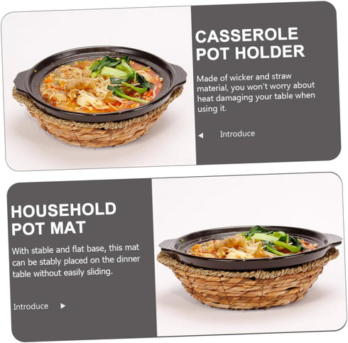 Dolsot Pot Base Woven Storage Baskets Serving Tray Stone Bowl Base Casserole Pot Holder Woven Casserole Pot Mat Stone Pot Mat Rattan Multifunction...