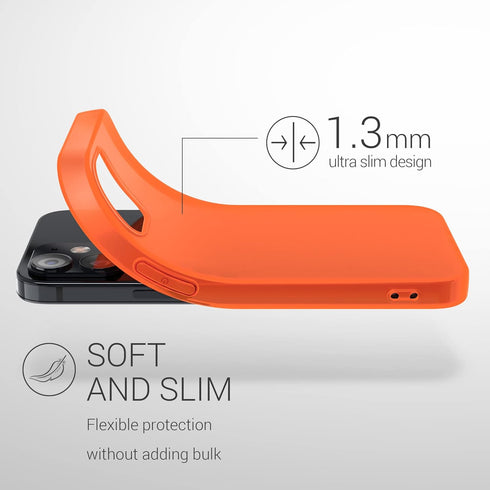 kwmobile Case Compatible with Apple iPhone 12 / iPhone 12 Pro Case - Soft Slim Protective TPU Silicone Cover - Neon Orange...