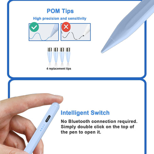 Stylus Pens for Touch Screens Power-Display Tablet Pen POM Tip Magnetic Digital Touch Pen Compatible with iPhone/iPad/iPad Pro/Lenovo/and Other iO...