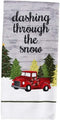 Greenbrier Set of 2 Christmas Dashing Through The Snow Microfiber Kitchen Towels, 15x25 in Red Truck Dishcloths Tea...