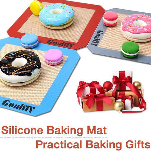 8 Inch Square Silicone Baking Mat, Set of 3 Silicone Cooking Mat for 8 Inch Cake Pan, Silicone Mat for Baking, Silicone Mat for Baking Sheet (Red,...