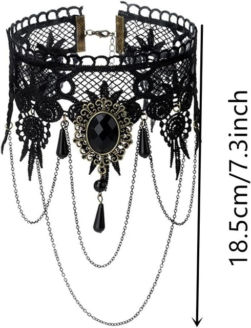 Vintage Lace Skull Choker Necklace, Lace Gothic Statement Necklace, Halloween Goth Choker Necklaces, Vampire Choker Necklace Costume for Women (Bl...
