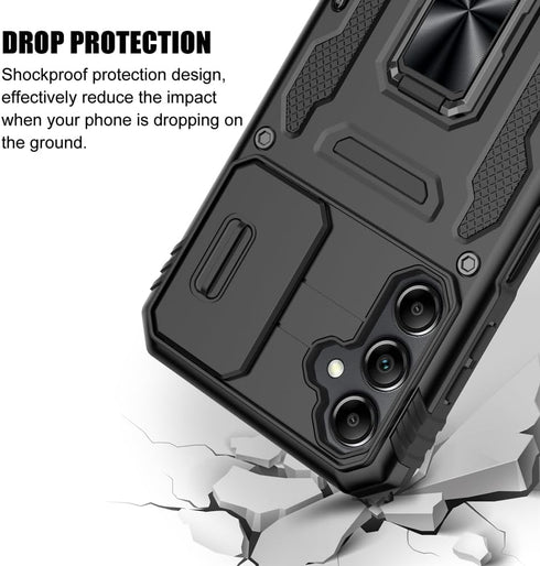 for Samsung Galaxy A14 5G Case, Shockproof Phone Case & Sliding Camera Cover & Ring Holder Kickstand with Screen Protector for Samsung Galaxy A14 ...