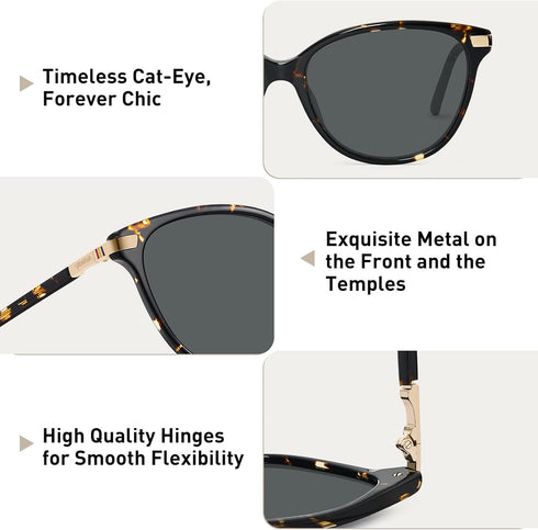 AVAWAY Cat Eye Polarized Sunglasses for Women - Stylish Acetate Frame UV400 Protection for Driving Travel Summer Outings...