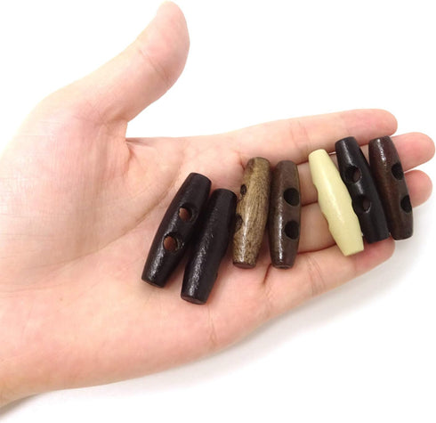 Honbay 40PCS 2 Holes Olive Shape Sewing Wood Toggle Buttons for Clothes...