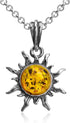 Ian and Valeri Co. Amber Sterling Silver Flaming Sun Pendant Necklace 18 Inches...