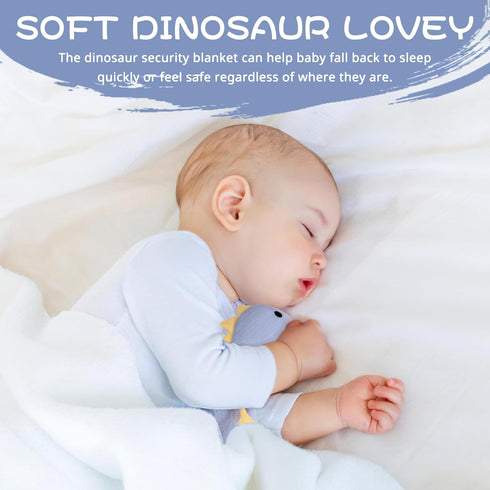 Organic Cotton Lovey Dinosaur Security Blanket 21 x 15” Soft Breathable Muslin Fabric for Baby Boy Comfortable Sleep for Newborns Toddlers (Blue)...