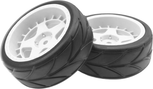 ShareGoo RC OD 2.55" Nylon 12mm Hex Wheels & Rubber Tires Set Compatible with Traxxas Tamiya Sakura HSP Redcat 1/10 RC On-Road Touring Drift Car (...
