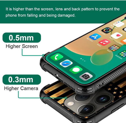 DJSOK Case Compatible with iPhone 14 Plus, Classic Wood Grain American Flag Horse case for iPhone 14 Plus for Man Boys Girls Dual Layer Shockproof...