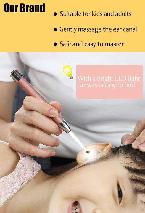 Ear Pick?Ear Wax Removal Tool?LED Lights Ear Cleaning Kit?Updated Version?Non-Slip?Soft Safety Spoon Head?Replaceable and Easy to Clean?Safe Mater...