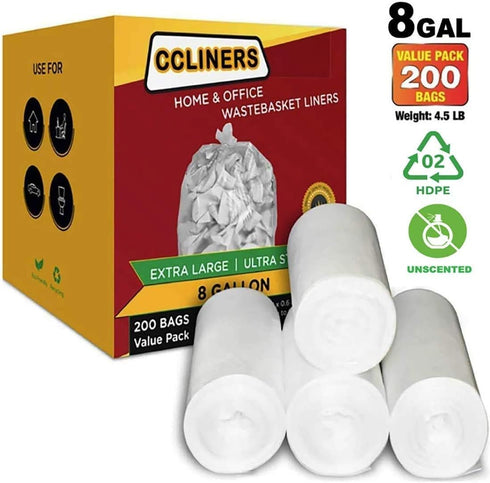 8 Gallon Medium Trash Bags 30 Liter Clear Garbage Bags Kitchen Trash Bags Plastic Wastebasket Trash Can Liners 6 gallon 7 Gallon for Home Office B...
