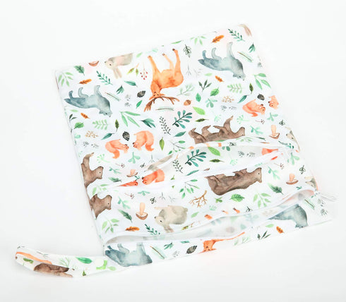 Wet Dry Bag Baby Cloth Diaper NappyReusable Washable With Two Zippered Pockets (Watercolour Animals)...