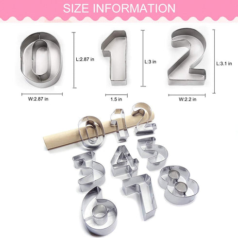 Large Number Cookie Biscuit Cutters Set 3 Inches, 9 Piece Stainless Steel Numbers Cutter Set Tools for Kitchen,Baking...