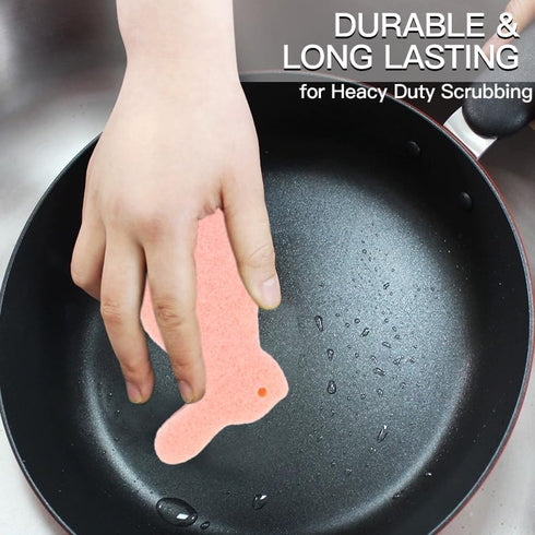 4 Pieces Rabbit Shape Kitchen Cleaning Sponge Double-Sided Multi-Use Scrub Sponge Dish Sponge for Heavy Duty Scouring Pads Kitchen Furniture Dish ...