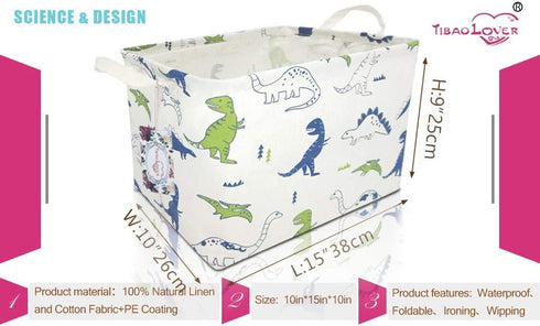 Rectangular Kids Storage Basket Gift Basket Baby Storage Basket Cute Kids Toy Storage Bin Organizer Shelf Book Basket Room Decor(Polychrome Dinosa...