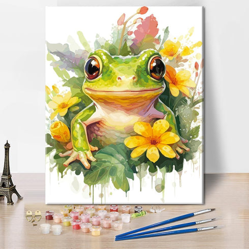TUMOVO Paint by Numbers for Adults Beginner, Cute Frog Baby with Flowers Kids Paint by Number Adults' Paint-by-Number Kits Acrylic Paint by Number...