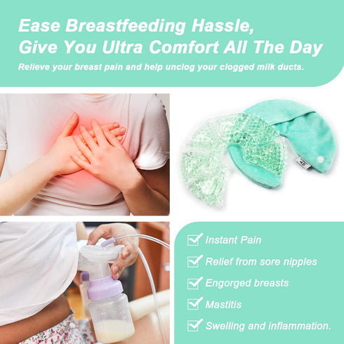 Hot Cold Gel Bead Breast Therapy Pack,Breast Ice Packs for Breastfeeding,Relief for Breastfeeding,Nursing Pain, Mastitis,Engorgement,Plugged Ducts...