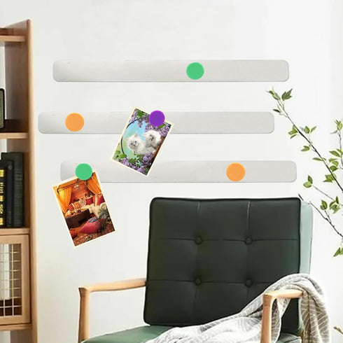 Magnetic Board Frameless Stainless Iron Strips,Magnetic Strips with Adhesive Backing Magnet Board Magnetic Bulletin Bar Board Memo Board with 10 P...