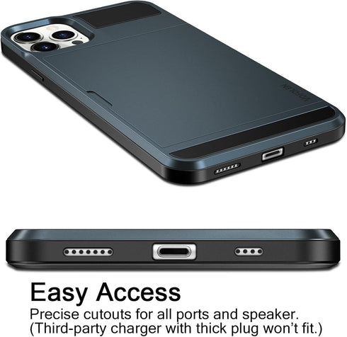Vofolen for iPhone 13 Pro Case Wallet Credit Card Holder Slot Sliding Door Hidden Pocket Men Women Anti-Scratch Dual Layer Hybrid Bumper Armor Pro...