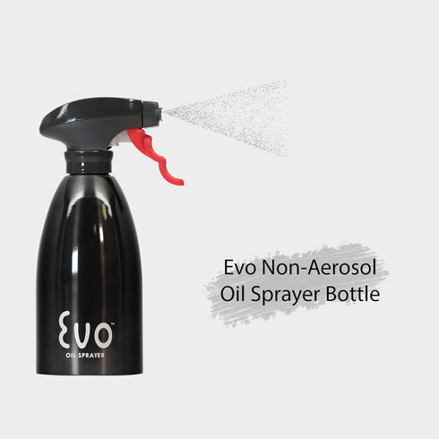 Evo Oil Sprayer 18/8 Stainless Steel, Non-Aerosol for Olive, Cooking Oils, and Vinegars, Black, 16-Ounce Capacity...