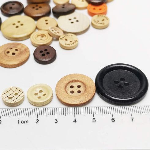 Libiline Wood 4 Hole Button - 100pcs Craft Clothe Sewing Decor Buttons...