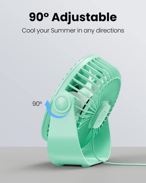 Gaiatop USB Desk Fan, 3 Speeds Portable Small Fan with Strong Airflow, 5.5 Inch Quiet Table Fan, 90° Rotate Personal Cooling Fan For Bedroom Home ...