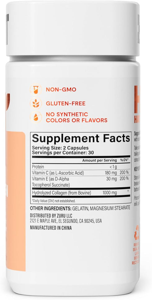 HABIT Collagen Supplement (60 Capsules) - New Look, 2000mg Collagen Peptides, Vitamin C & Vitamin E, Skin Health, Antioxidants, Non-GMO, Gluten Fr...