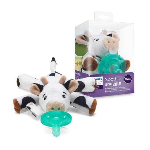 Philips Avent Soothie Snuggle Pacifier Holder with Detachable Pacifier, 0m+, Cow, SCF347/05...