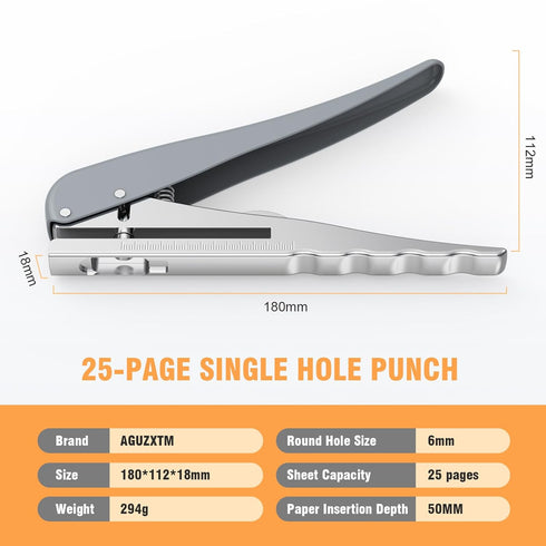 1/4 Heavy Duty 1 Hole Punch,Hole Puncher 25 Sheets Capacity One Hole Punch Heavy Duty Paper Punch for Paper ID PVC Cards Scrapbook Album (6MM)...