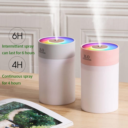Colorful 260ml Humidifier,USB Power Supply,With 7 Color LED, Air Humidifier,Mini Air Humidifier,Can add essential oil,Suitable for Study Room, Bed...