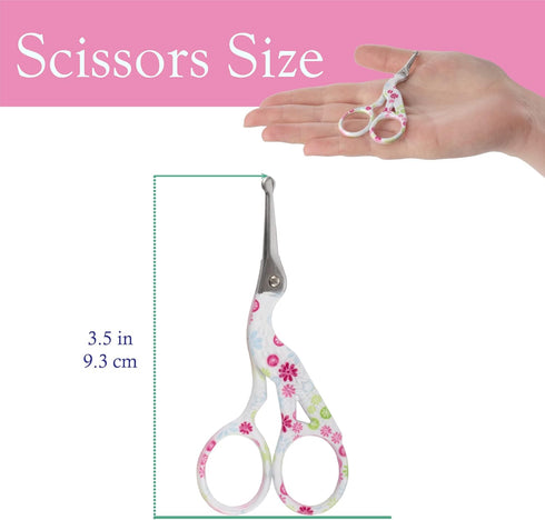 JubileeYarn Rounded Embroidery Craft Stainless Steel Stork Scissors - Small White - 1 Pair...
