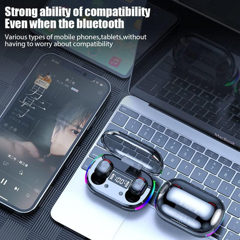 BD&M Wireless Earbuds, HiFi Digital LED Display Stereo Gaming Earbuds Bluetooth Headphones, TWS Wireless Earphones in-Ear Ear Buds, for Gaming, Wo...