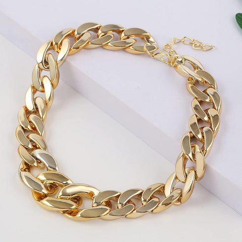 Chunky Choker Necklace Gold Cuban Link Chain Necklace Punk Paperclip Chain Choker Necklace for Women Girls (Style 1)...