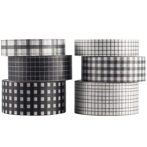 YUBX 6 Roll Washi Tape Set VSCO Decorative Tape for DIY Crafts, Journals, Planners, Scrapbooking, Wrapping (Black)...