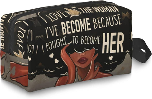 Makeup Bag for Women, Black Girl Stuff, Gifts for Black Women, Travel Size Products for Women, Sister Bags for Black Women, Black Women Makeup Bag...