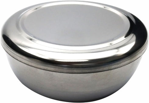 GARASANI 3 Pack Korean Traditional Stainless Steel Good Fortune Rice Bowl with Lid Set (Silver 3Pcs)...