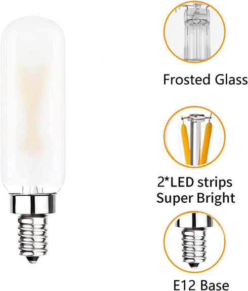 Dimmable T6 LED Bulb 25W Candelabra 2W E12 Edison Light Bulbs Soft White 3000K, T25 Mini Tubular Frosted Glass LED Filament Chandelier Light Bulbs...