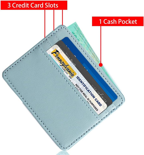 Credit Card Holder Wallet, Slim Minimalist Front Pocket Wallet, ID Case Wallet Small Compact Leather Wallet Coin Purse with Keychain (QX131)...