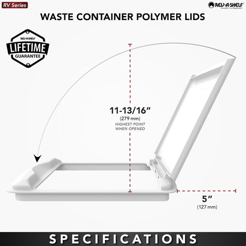 Rev-A-Shelf 50 Qt Under Sink Garbage Can Lid for Base Kitchen and Bathroom Cabinet, Replacement Plastic Trash Bin Lid Only, Silver, RV-50-LID-17-1...