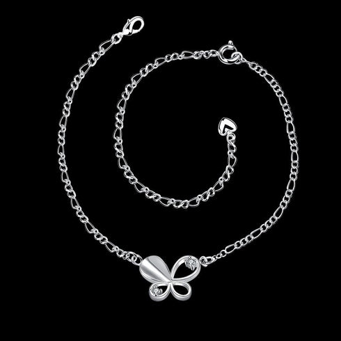 Yuren Zircon Butterfly Charm Adjustable Chain 925 Sterling Silver Ankle Bracelet for Women Anklet Foot Bracelet Sandals Beach Feet Diamond Anklet...