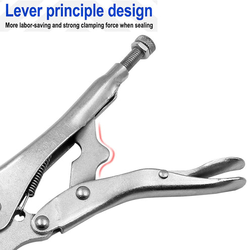 ViaGasaFamido Locking Pliers Curved Jaw Locking Pliers Wire Cutter Pinch Off Lock Tool Copper Pipe Sealing Pliers with Tension Spring 7mm 45# Stee...
