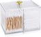 Qtip Holder, Cotton Swabs Holder, Clear Modern Bathroom Organizer, Apothecary Jars with Lids, 3 Grids Separate Vanity Storage Jars for Cotton Ball...