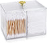 Qtip Holder, Cotton Swabs Holder, Clear Modern Bathroom Organizer, Apothecary Jars with Lids, 3 Grids Separate Vanity Storage Jars for Cotton Ball...