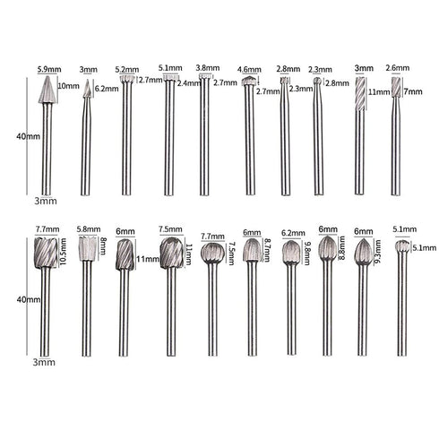 Carving Bits 20pcs Rotary Bits Burr Set Wood Engraving Router Bit with 1/8" Shank Rotary Tools Accessories for DIY Woodworking Carving Engraving D...