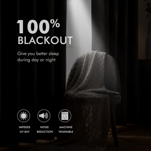 MIULEE 100% Blackout Linen Textured Curtains for Bedroom Solid Thermal Insulated Natural Beige Grommet Room Darkening Curtains & Drapes Luxury Dec...