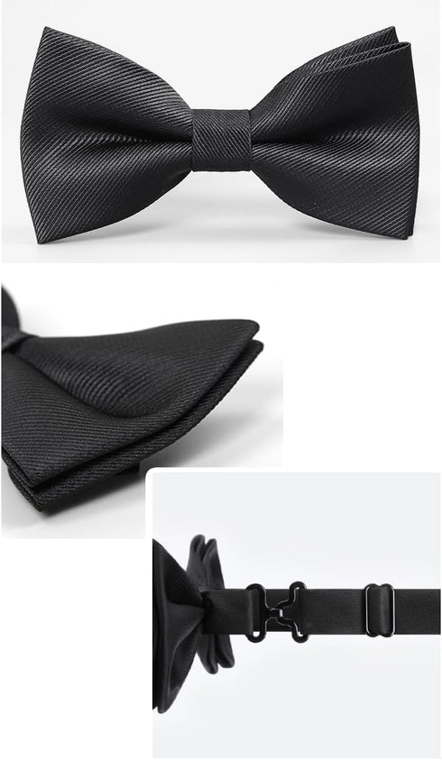 JEMYGINS Solid Color Bow Tie and Pocket Square With Cufflinks Sets for Men...