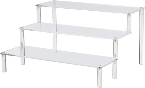BYCY Clear Acrylic Display Stand Display Shelf, 3 Tier Desserts Holder,3 Tier Cupcake Display Risers Steps for Organizer and Decoration ( 1 Pack -...