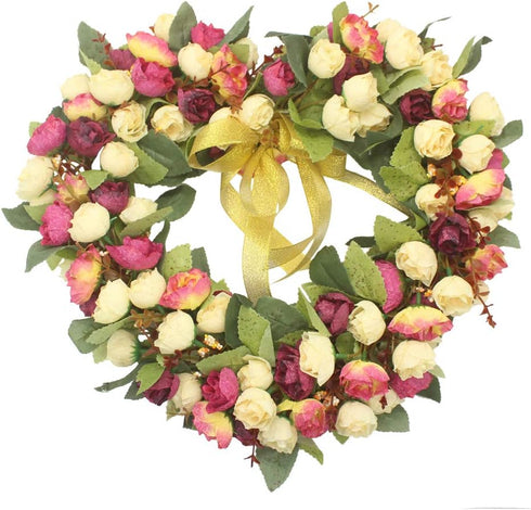 Florist Flower Wreath Rose Garland for Home Wall Wedding Decoration (Champagne-Heart-Shaped)...