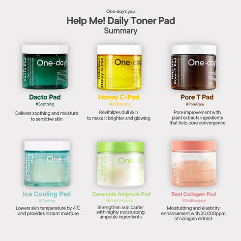 ONE-DAY’S YOU Help Me Dacto Pad | Korean Toner Pads Skincare for Face | Glycolic Acid Exfoliating Pads | Salicylic Acid Pads w/Centella Asiatica E...